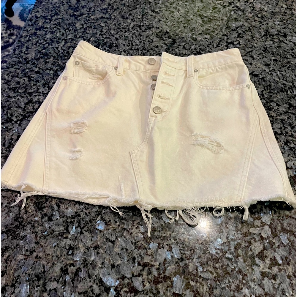 Free people off-white denim miniskirt